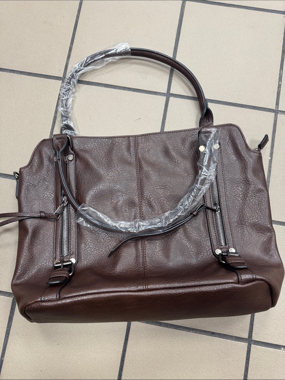 Classic Brown Leather Tote Bag - Women's Handbag